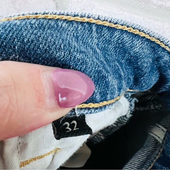 7 For All Mankind High Waist Cropped Straight Leg Raw Hem Jeans Size 32 - Picture 12 of 14